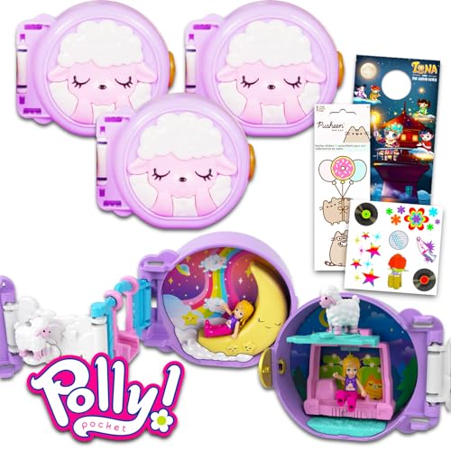 Polly Pocket Pyjama-Partygeschenke – Paket mit 3 Polly Pocket Pyjama-Party-Kompakten mit Aufklebern, Tattoos, mehr | Polly Pocket Spielzeug für Mädchen von Polly Pocket