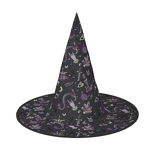 Halloween-Hut mit gruseligem Druck, leicht, für Partys und Kostüme, Halloween-Accessoire, Violett / Schwarz von PoltEdaro