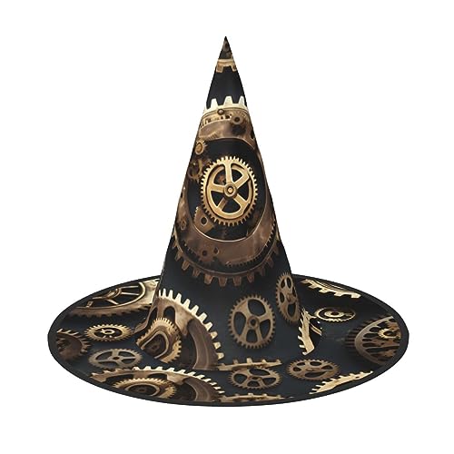 PoltEdaro Leichter Halloween-Hut, Hexenhut, Steampunk-Getriebe-Druck, für Partys und Kostüme, Halloween-Zubehör von PoltEdaro