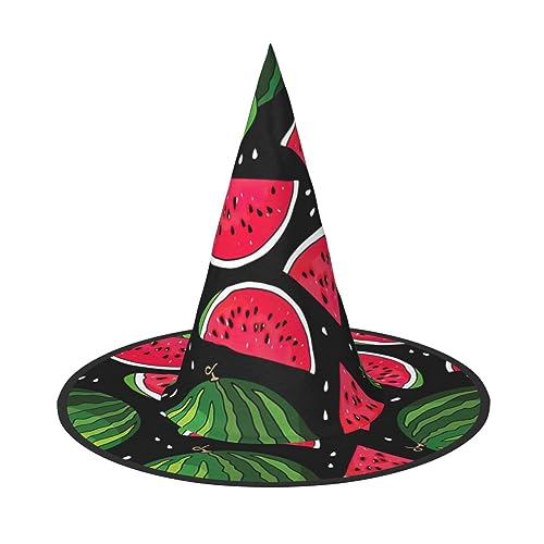 PoltEdaro Leichter Halloween-Hut mit Wassermelonen-Druck, Hexenhut für Partys und Kostüme, Halloween-Zubehör von PoltEdaro