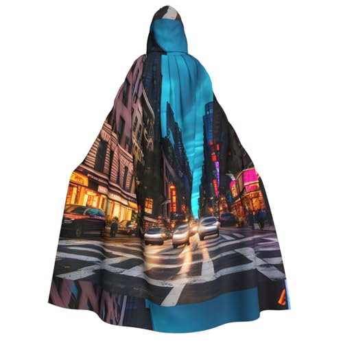 Streets of New York City Print Hooded Cloak - Herren Damen Kapuzenumhang Halloween Cosplay Karneval Mottopartys von PoltEdaro