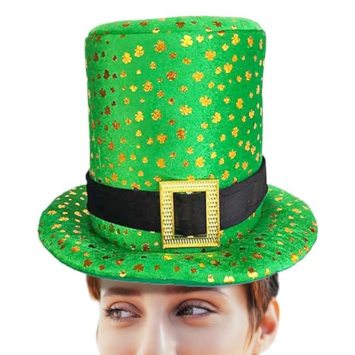 Poludatly Koboldmütze, St. Patrick's Day, grüne Koboldmütze mit Schnalle, Neuheit Gold Kleeblatt-Hut, Kostümzubehör für Kinder, Erwachsene von Poludatly