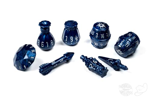 PolyHero Rogue-Würfel, Mitternachtsblau, 8-teiliges Set von PolyHero Dice