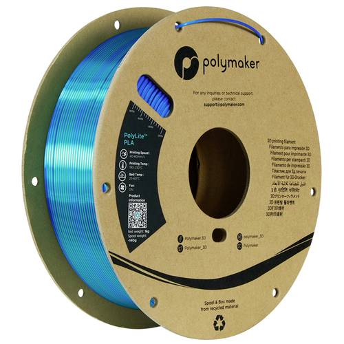 Polymaker PA03025 Dual Silk Filament PLA-Seide Mehrfarbig, Seidig glänzend 1.75mm 1000g Caribbean, von Polymaker