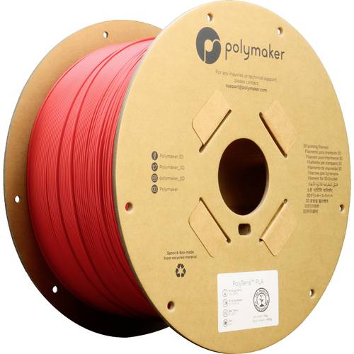 Polymaker PA04010 Regular Filament PLA geringerer Kunststoffgehalt, Matt 1.75mm 3000g Lava Red PolyT von Polymaker