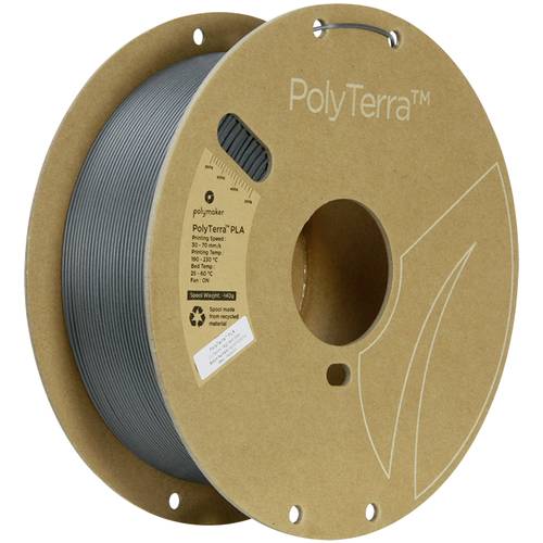 Polymaker PA04033 Regular Filament PLA geringerer Kunststoffgehalt, Matt 1.75mm 1000g Aschgrau PolyT von Polymaker