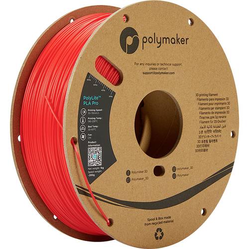 Polymaker PA07004 Filament PLA Pro hohe Steifigkeit, schlagfest 1.75mm 1000g Rot PolyLite™ 1St. von Polymaker