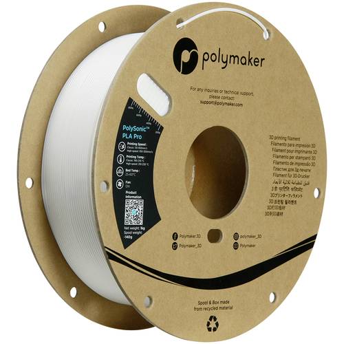 Polymaker PA13001 Filament PLA+ Highspeed Filament, schlagfest 1.75mm 1000g Weiß PolySonic™ 1St. von Polymaker