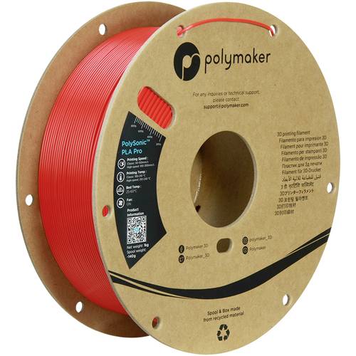 Polymaker PA13005 Filament PLA+ Highspeed Filament, schlagfest 1.75mm 1000g Rot PolySonic™ 1St. von Polymaker