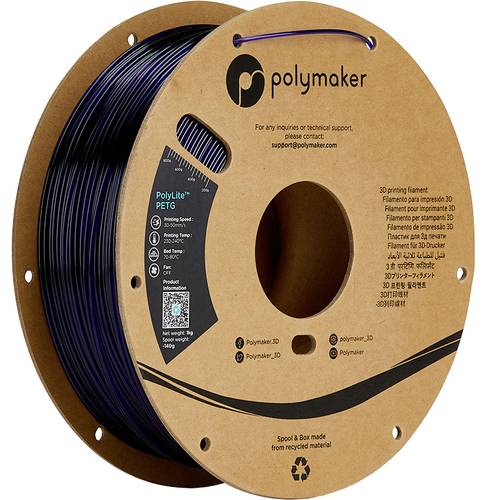 Polymaker PB01032 Filament PETG hitzebeständig, hohe Zugfestigkeit 1.75mm 1000g Blau (translucent) von Polymaker