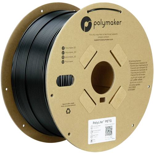 Polymaker PB01037 Filament PETG hitzebeständig, hohe Zugfestigkeit 2.85mm 3000g Schwarz PolyLite™ von Polymaker