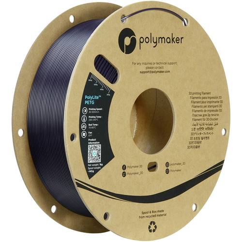 Polymaker PB01057 Filament PETG hitzebeständig, hohe Zugfestigkeit 1.75mm 1000g Dunkellila PolyLite von Polymaker