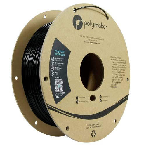 Polymaker PB03001 Filament PETG ESD ESD-sicher, schlagfest 1.75mm 500g Schwarz PolyMax™ 1St. von Polymaker