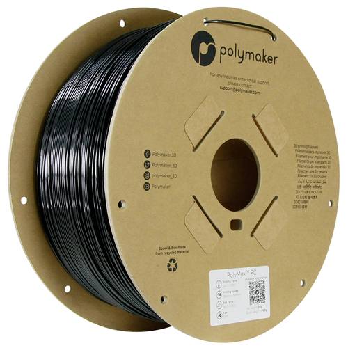 Polymaker PC02007 Filament PC (Polycarbonat) schlagfest, hitzebeständig 1.75mm 3000g Schwarz PolyMa von Polymaker