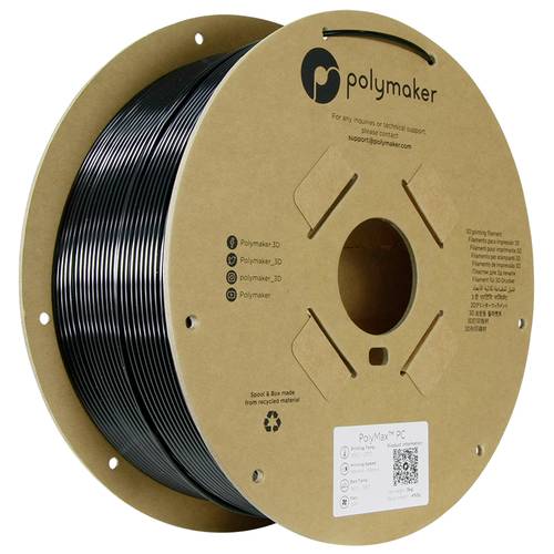 Polymaker PC02009 Filament PC (Polycarbonat) schlagfest, hitzebeständig 2.85mm 3000g Schwarz PolyMa von Polymaker