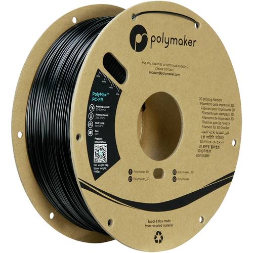 Polymaker PC03001 Filament PC-FR flammhemmend, hitzebeständig, schlagfest 1.75mm 1000g Schwarz Poly von Polymaker