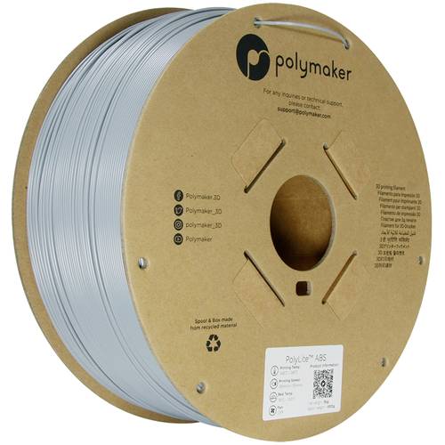 Polymaker PE01024 Filament ABS hitzebeständig, schlagfest, geruchsarm 1.75mm 3000g Grau PolyLite™ von Polymaker