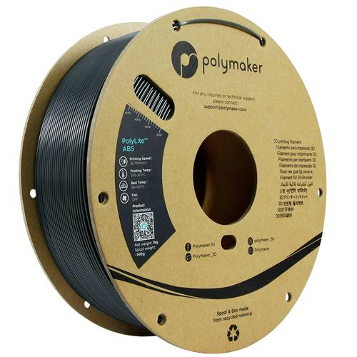 Polymaker PE01028 Filament ABS hitzebeständig, schlagfest, geruchsarm 1.75mm 1000g Dunkelgrau PolyL von Polymaker