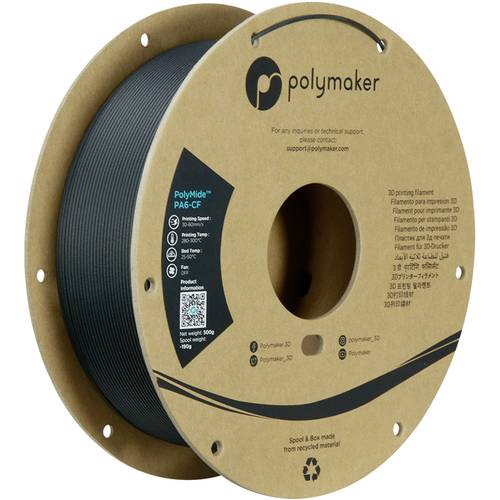 Polymaker PG03001 Filament PA6-CF chemisch beständig, hohe Zugfestigkeit, Kohlefaserverstärkt 1.75 von Polymaker