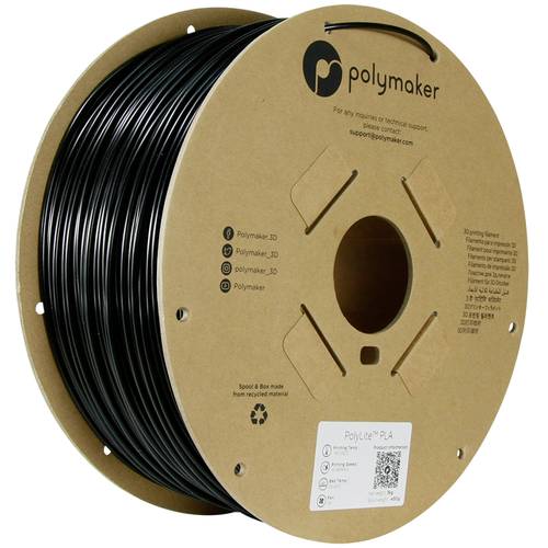 Polymaker PA02039 Filament PLA hohe Steifigkeit, hohe Zugfestigkeit 2.85mm 3000g Schwarz PolyLite™ von Polymaker