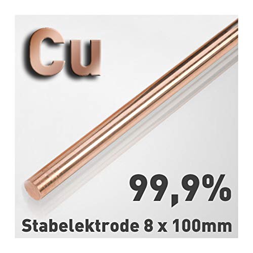 1 Paar (2 Stück) Kupfer-Elektroden Ø 8 x 100 mm - Stabelektroden reiner Metalle im Standardformat, Experimente Elektrochemie, Galvanik, Elektrolyse, Element #29 - Cu - Polymet - Reine Metalle.® von Polymet - Reine Metalle.