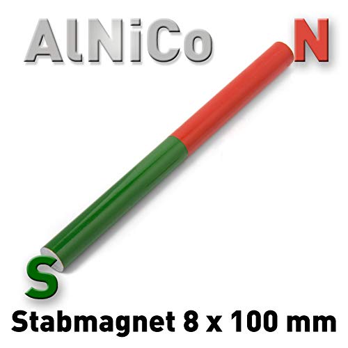 Magnet (Stabmagnet aus AlNiCo), Rundstab Ø 8 x 100 mm - Rundstäbe ausgewählter Legierungen im Standardformat 8 x 100 mm, Experimente Werkstoffeigenschaften - Polymet - Reine Metalle.® von Polymet - Reine Metalle.