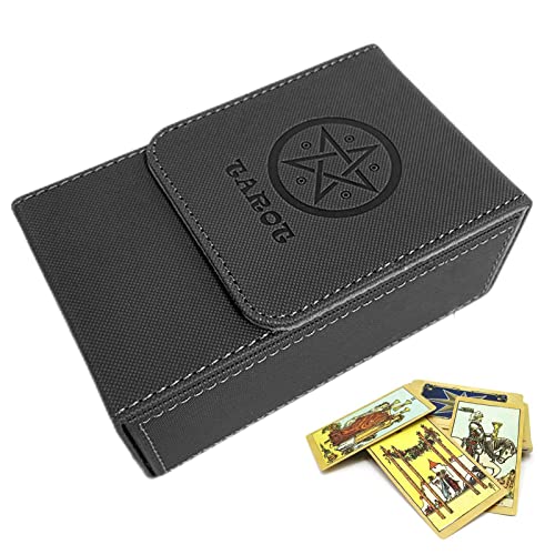 Tarot-Karten-Box - -Tarotkarten-Leder-Organizer | Tarotkarten-Aufbewahrungsbox mit starkem Schutz Spielkarten von Pomrone