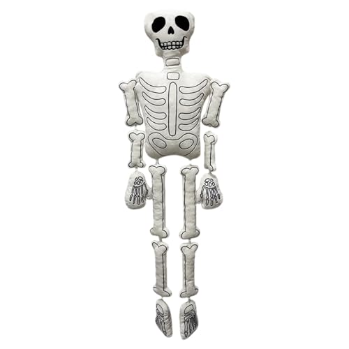 37 Zoll Halloween Skelett Plüschpuppe, 3D Skelett Plüschtier, Weiche Halloween Skelett Plüsch Horror Skelett Plüschkissen Stofftier für Couch Sofa Bett Wohnzimmer Schlafzimmer Halloween Dekoration von Pomurom