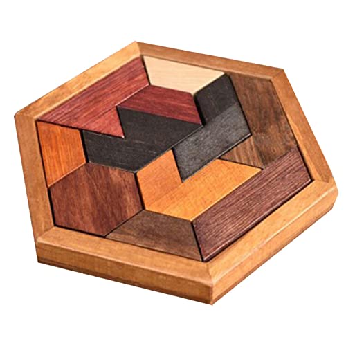 Holz Tangram Puzzle für Kinder, 7/11 Stücke Holz Puzzle Blöcke, Tangram Hexagon, Brainteaser Tangram Spiel, Klassisches/Waben/Herz Geformt Tangram Set, Lernspielzeug Kinder Geschenk für Jungen Mädchen von Pomurom