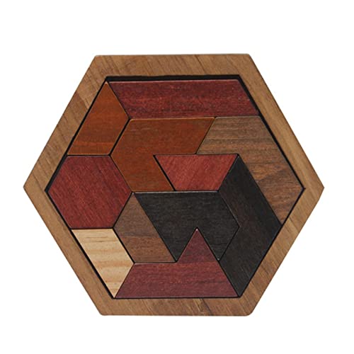 Holz Tangram Puzzle für Kinder, 7/11 Stücke Holz Puzzle Blöcke, Tangram Hexagon, Brainteaser Tangram Spiel, Klassisches/Waben/Herz Geformt Tangram Set, Lernspielzeug Kinder Geschenk für Jungen Mädchen von Pomurom