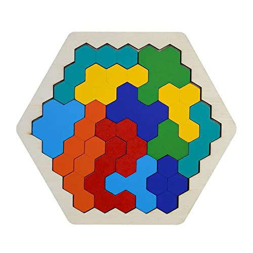 Holz Tangram Puzzle für Kinder, 7/11 Stücke Holz Puzzle Blöcke, Tangram Hexagon, Brainteaser Tangram Spiel, Klassisches/Waben/Herz Geformt Tangram Set, Lernspielzeug Kinder Geschenk für Jungen Mädchen von Pomurom