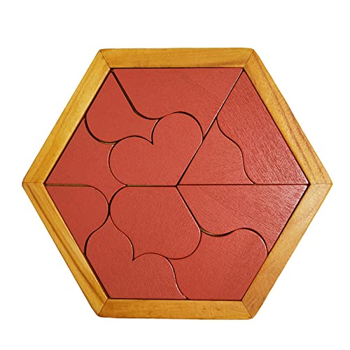 Holz Tangram Puzzle für Kinder, 7/11 Stücke Holz Puzzle Blöcke, Tangram Hexagon, Brainteaser Tangram Spiel, Klassisches/Waben/Herz Geformt Tangram Set, Lernspielzeug Kinder Geschenk für Jungen Mädchen von Pomurom