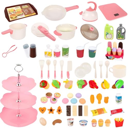 Kinderküche Zubehör Küchenspielzeug Set, Küchenspielset Kinder, Spielküche Zubehör Lebensmittel Kinder Kochset Spielzeug, Küchen Rollenspiel Küchenset Kinder Spielzeug für Junge Mädchen ab 3 Jahren von Pomurom