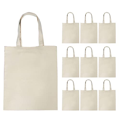 10-teilige Canvas-Tasche mit Großem Fassungsvermögen, Einfarbig, Leichte Einkaufstasche aus Stoff für den Täglichen Gebrauch (Beige DREI) von Pongnas