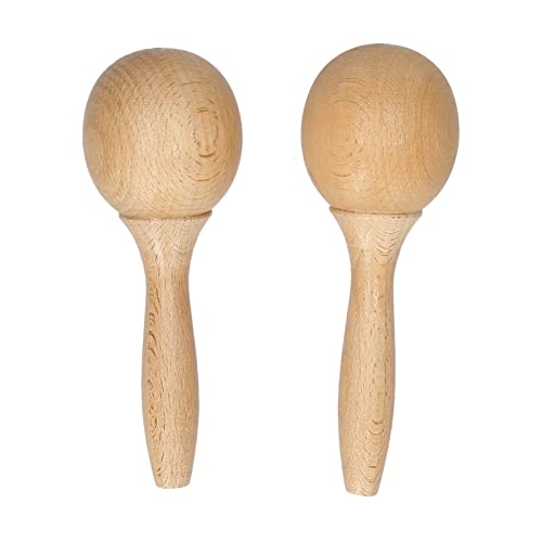 Maracas, EIN Paar Holz-Sandkugel-Maracas, Maracas für Kinder, Buchenholz-Maracas für die Musikalische Früherziehung von Kindern von Pongnas