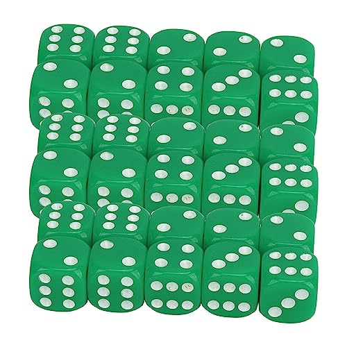 Würfelset, Leichtes Kunststoff-Set mit Runden Ecken und Weißen Punkten, Verarbeitete Würfel, 30 Stück, 6-seitig, für den Mathematikunterricht (Green) von Pongnas