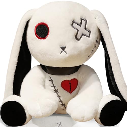 Ponjauk 25cm/30cm Gothic Hase Plüsch Kaninchen Plüschtier Kuscheltier Horror Häschen Ostern Plüschtiere Halloween Gruseliges Häschen Plüschtier Verrücktes Kaninchen Spielzeug von Ponjauk