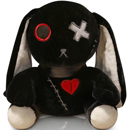 Ponjauk 25cm/30cm Gothic Hase Plüsch Kaninchen Plüschtier Kuscheltier Horror Häschen Ostern Plüschtiere Halloween Gruseliges Häschen Plüschtier Verrücktes Kaninchen Spielzeug von Ponjauk