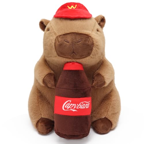 Ponjauk Getränke Capybara Kuscheltier 25cm, Capibara Plüschtier Groß Kawaii Wasserschwein Stofftier Kapibara Plush Geburtstag Weihnachten Karneval Geschenk für Kinder von Ponjauk