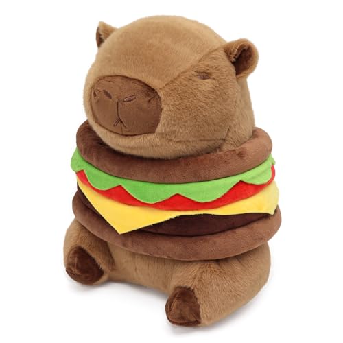 Ponjauk Hamburger Capybara Kuscheltier 25cm, Capibara Plüschtier Groß Kawaii Wasserschwein Stofftier Kapibara Plush Geburtstag Weihnachten Karneval Geschenk für Kinder von Ponjauk