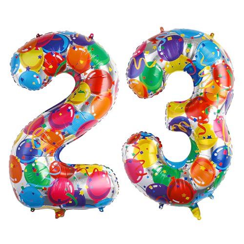 Ponmoo 40 Zoll Foil Luftballon Zahlen 23/32 Mehrfarbig (101cm), Aufblasbares Helium oder Luft, Riesige Folienballons Nummer 0-100, Große Ballones für Hochzeitstag und Geburtstag Party Dekoration von Ponmoo