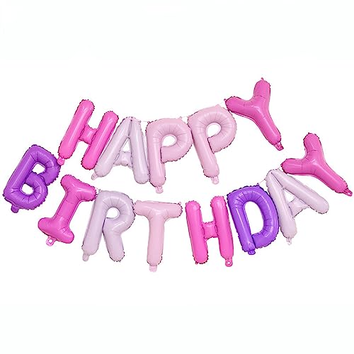 Ponmoo Folie Luftballons Happy Birthday Banner Kit - Makaron, Party Dekorationen Ballons, Geburtstagsparty Folienballons Gute zum Geburtstag für Erwachsene Kinder von Ponmoo