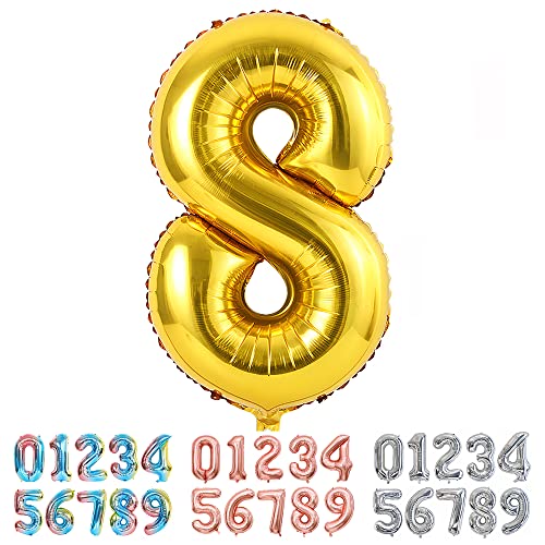 Ponmoo Luftballon Zahl 8 Gold, Riesen Nummer 0 1 2 3 4 5 6 7 8 9 10-19 20-29 30-39 40 50 60 70 80 90 100, groß Folienballons für Hochzeit Jubiläum, Geburtstagsballons Party Dekoration Ponmoo Luftballon Zahl 8 Gold, Riesen Nummer 0 1 2 3 4 5 6 7 8 9 10-19 20-29 30-39 40 50 60 70 80 90 100, groß Folienballons für Hochzeit Jubiläum, Geburtstagsballons Party Dekoration von Ponmoo