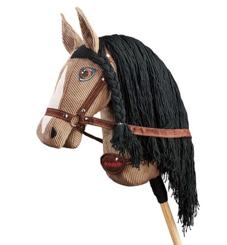 PONNIE Steckenpferd Ponnie Athena A3, Hobby Horse, Pferde Spielzeug für Kinder, mit handgemalten Augen, hergestellt in Einer geschützten Werkstatt von Ponnie