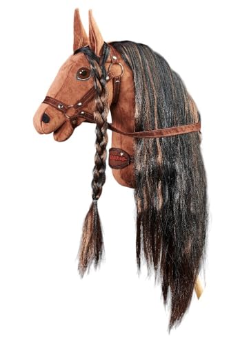 PONNIE Steckenpferd Ponnie Brown Beauty A3, Hobby Horse, Pferde Spielzeug für Kinder, mit handgemalten Augen, hergestellt in Einer geschützten Werkstatt von Ponnie