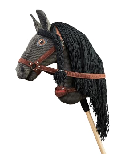 PONNIE Steckenpferd Ponnie Dark Moon A3, Hobby Horse, Pferde Spielzeug für Kinder, mit handgemalten Augen, hergestellt in Einer geschützten Werkstatt von Ponnie