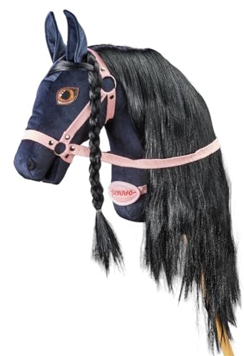 Ponnie Steckenpferd Black Lady A3, Hobby Horse, Pferde Spielzeug für Kinder, mit handgemalten Augen, hergestellt in Einer geschützten Werkstatt von Ponnie