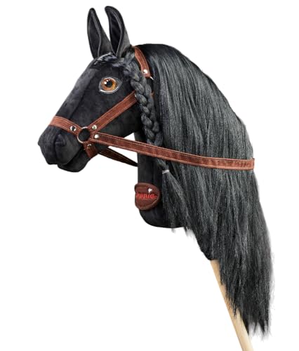 Ponnie Steckenpferd Black Lady A4, Hobby Horse, Pferde Spielzeug für Kinder, mit handgemalten Augen, hergestellt in Einer geschützten Werkstatt Size S von Ponnie