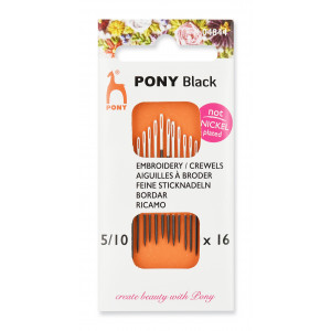 Pony Black Sticknadeln Str. 5/10 - 16 Stk von Pony