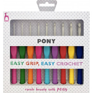 Pony Easy Grip Häkelnadelset 2-6mm - 9 Größen von Pony